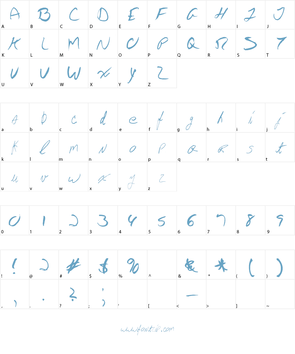 AEZ Jon's Handwriting Font Font Character